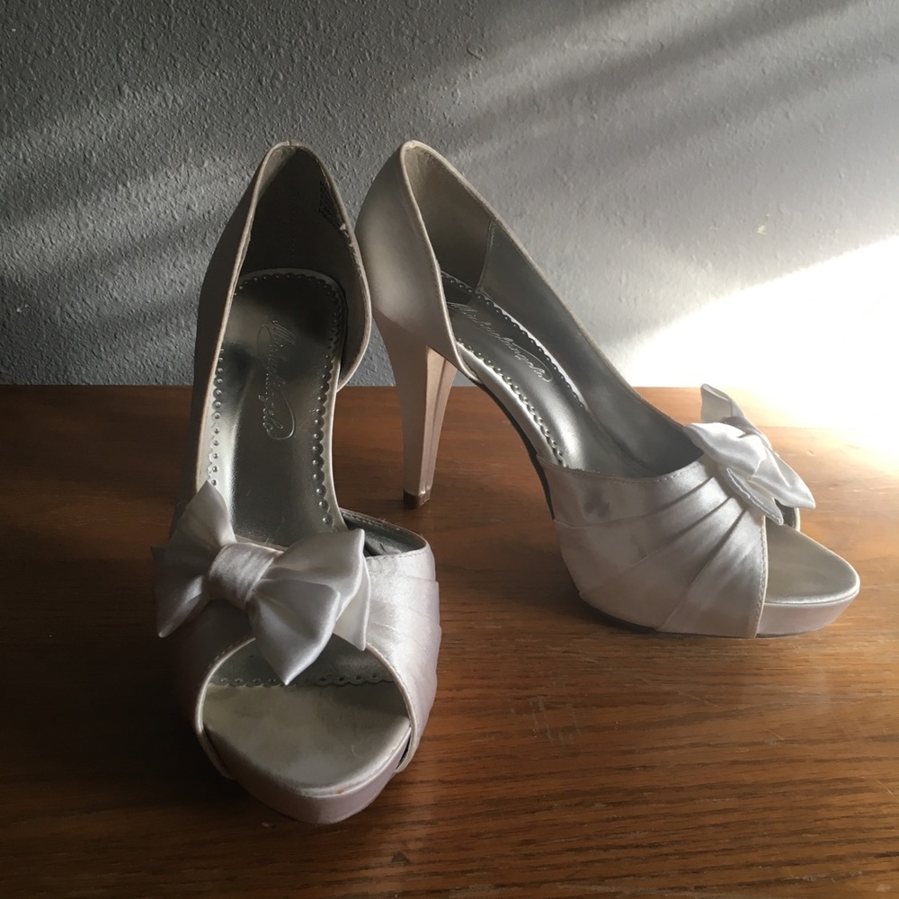 White wedding heels